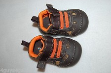 Baby Boys Shoes BROWN CAMO Bright Orange Accent EASY FASTEN Casual SIZE 3