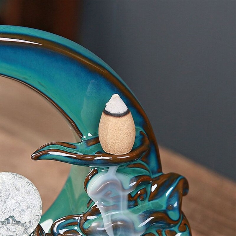 Ceramic Incenses Burners,Moon Waterfall Backflow Incenses Holder Home