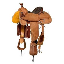 Western Naural Roper Ranch Hand Tooled and Carved Saddle 15",16",17",18":8523