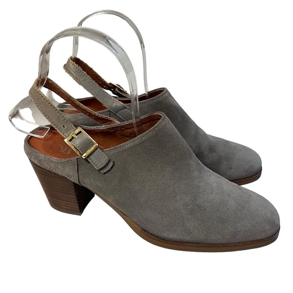 NATALIA BLANCO Mujer Gris Gamuza Correa con Hebilla Hechas en España, Talla 9.5