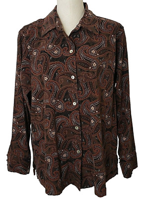 Havana Jacks Cafe Size 1X Button Front Long Sleeve Woman's Shirt