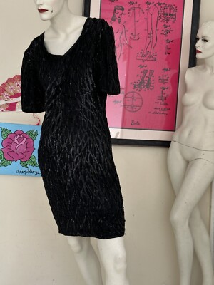 1980s Beaded Silk Little Black dress-vintage-small-medium-Sparkle-Sequin-glam | eBay 1980s Beaded Silk Little Black dress-vintage-small-medium-Sparkle-Sequin-glam | eBay