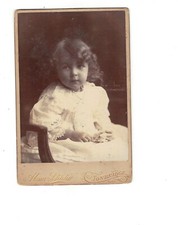 SB2373 CABINET PHOTO BIG IMAGE LOVELY CURLY HAIR GIRL LACE DRESS 6.5 X 4 INCH