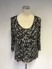 HOBBS BLACK & CREAM SCOOP NECK 3/4 SLEEVE TOP SIZE XL