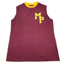 VINTAGE Ripon Athletic Mountain Pride Baseball Jersey Size Large Red Henley 80's