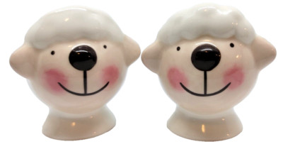Two SHEEP Ceramic Egg Cups Figurine