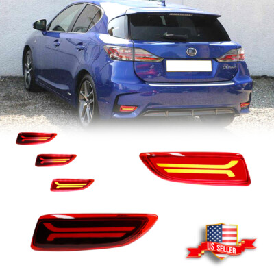 Red LED Rear Reflector Brake Signal Lights For 11-13 Toyota Corolla Lexus CT200h