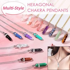 Necklace Jewelry Hexagonal Chakra Pendant Natural Stone Wire Wrapped Pendants