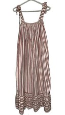 ASOS Red & White Striped Sz 6 Peasant Ruffle Hem Maxi Sundress Tie Shoulders