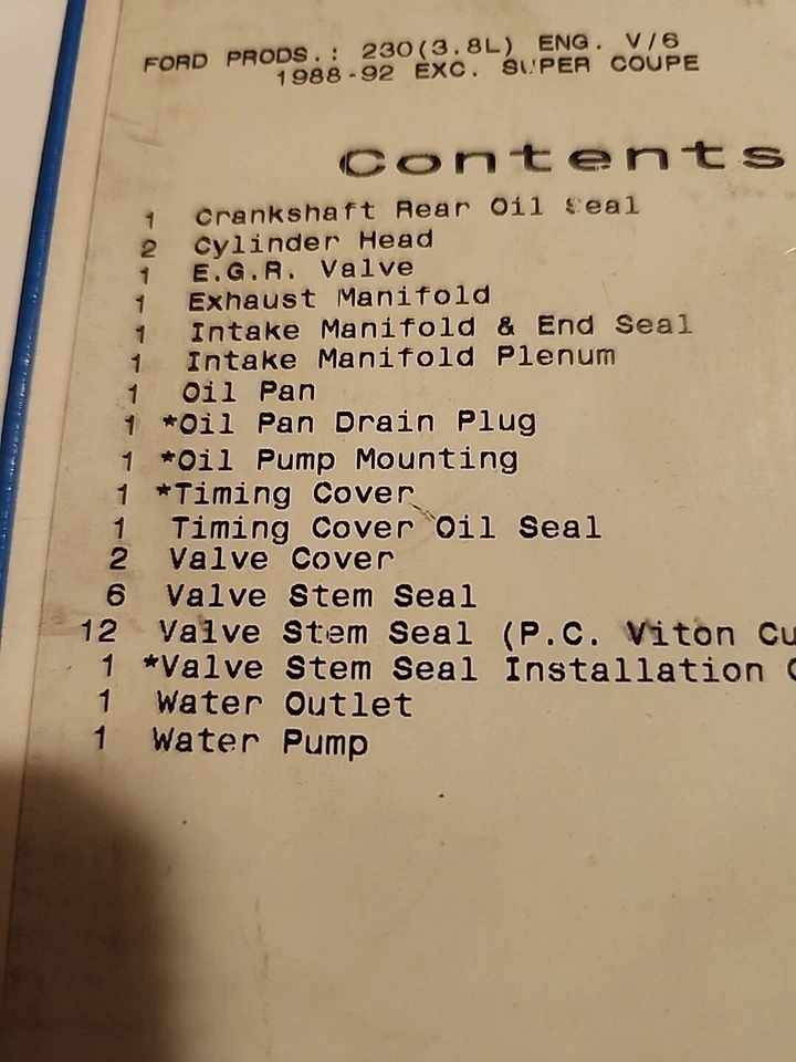 VICTOR REINZ FULL SET GASKETS FOR FORD 1988-1992 V6 3.8L MUSTANG COUGAR T-BIRD - Image 4 of 4