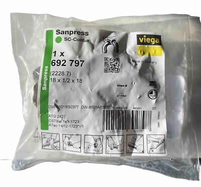 VIEGA Sanpress Inox Doppelwandscheibe 18mm x 1/2  x 18mm