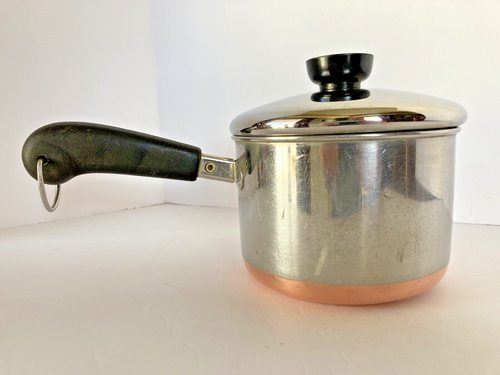 VINTAGE Revere Ware 1801 Copper Bottom 1-1/2 Qt. Sauce Pan w/ Lid VG - 第 3/11 張圖片