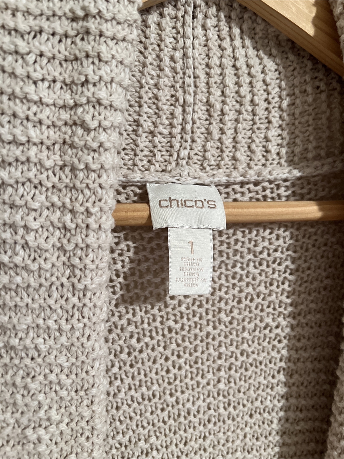 Chicos beige knit open sweater size 1 - image 2