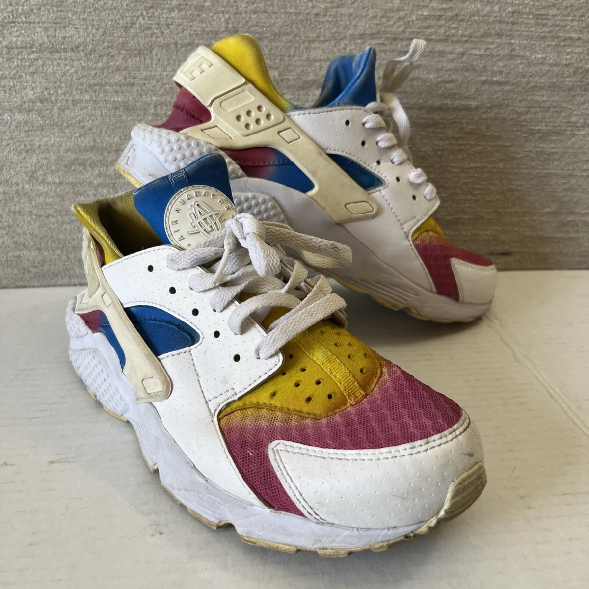 Nike Huarache CUSTOM &#034;TIE DYE&#034; Colorful Shoes 318429-111 Men's Size 8.5 RARE eBay