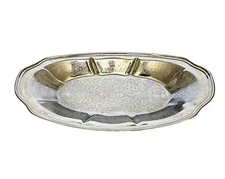 Vintage Silver Aluminum Etched Embossed Serving Tray Made in USA Nice 13" x 6.5"