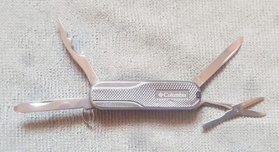 Columbia Pocketknife Multitool 4 Functions Keychain Metal Silver Free Shipping