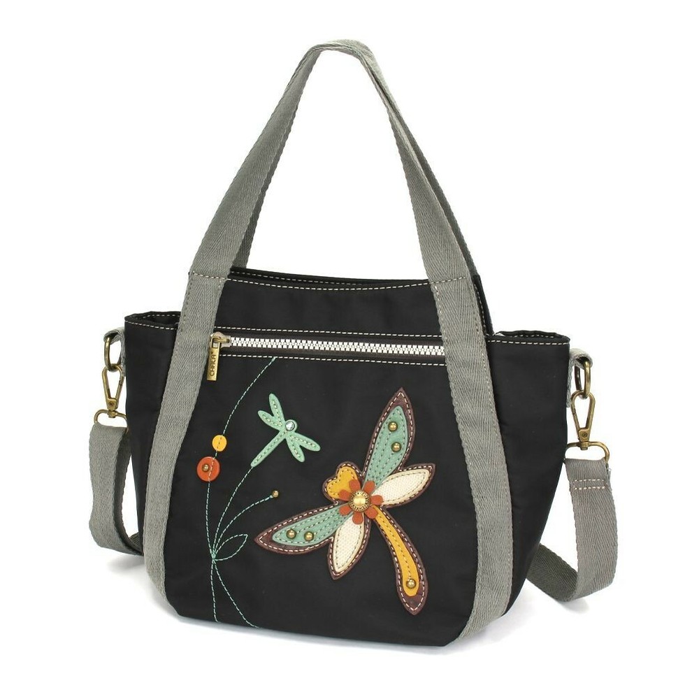 NEW CHALA BLACK DRAGONFLY RFID VENTURE MINI CARRYALL TOTE PURSE BAG