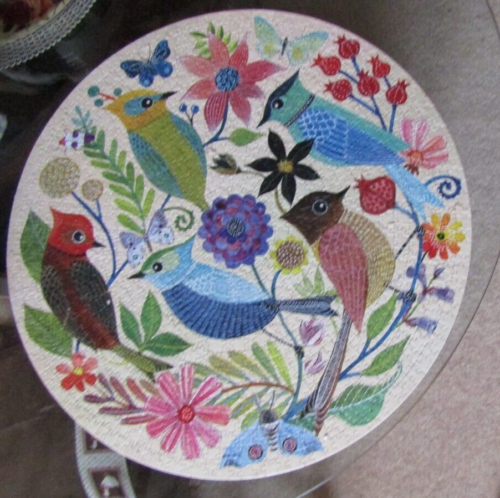 Circle of Avian Friends 1000 sztuk okrągła układanka Jasno kolorowe ptaki i kwiaty - Zdjęcie 1 z 4