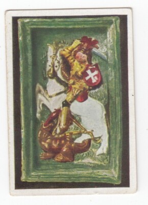 Vintage 1931 Trade Card  Hafner Ware Stove Tile SAINT GEORGE