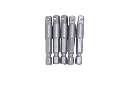 NEW! LOT OF (5) 1/4'' HEX DRIVE X 1/4'' SQUARE SOCKET ADAPTER X 2'' LONG