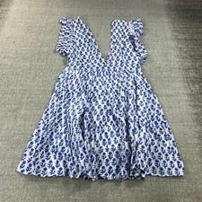 New Oliphant Dress Womens Medium Cross Back Mini 1210V Lined Floral Blue Spring