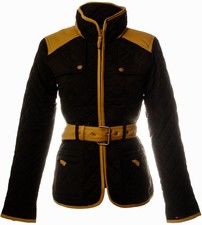 Ladies Zoe Jacket Motif Quilted Black With Contrast Detail