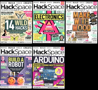 HACKSPACE MAGAZINE LOT (5) #28 29 30 33 37 MAKE BUILD HACK CREATE