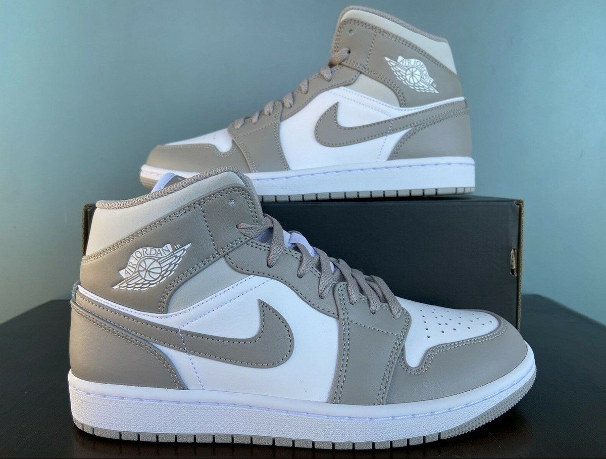 Nike Air Jordan 1 Mid Linen College Grey Men's Size 10