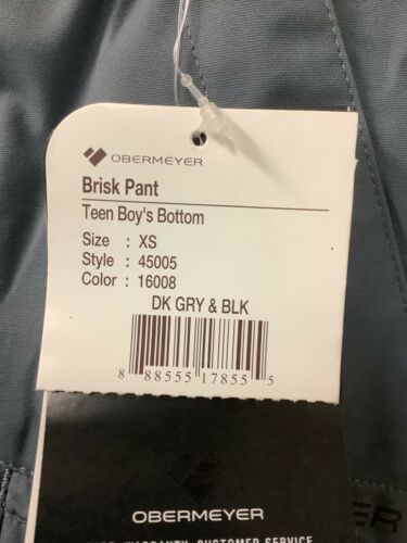 Obermeyer Brisk Pants Boys Size XS Gray Teen Regular Snowboard Pockets Cuffed - Afbeelding 1 van 5