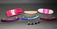 Vintage 80s Acrylic Hair Clips Barrettes Purple Red Blue Beaded Lot of 7