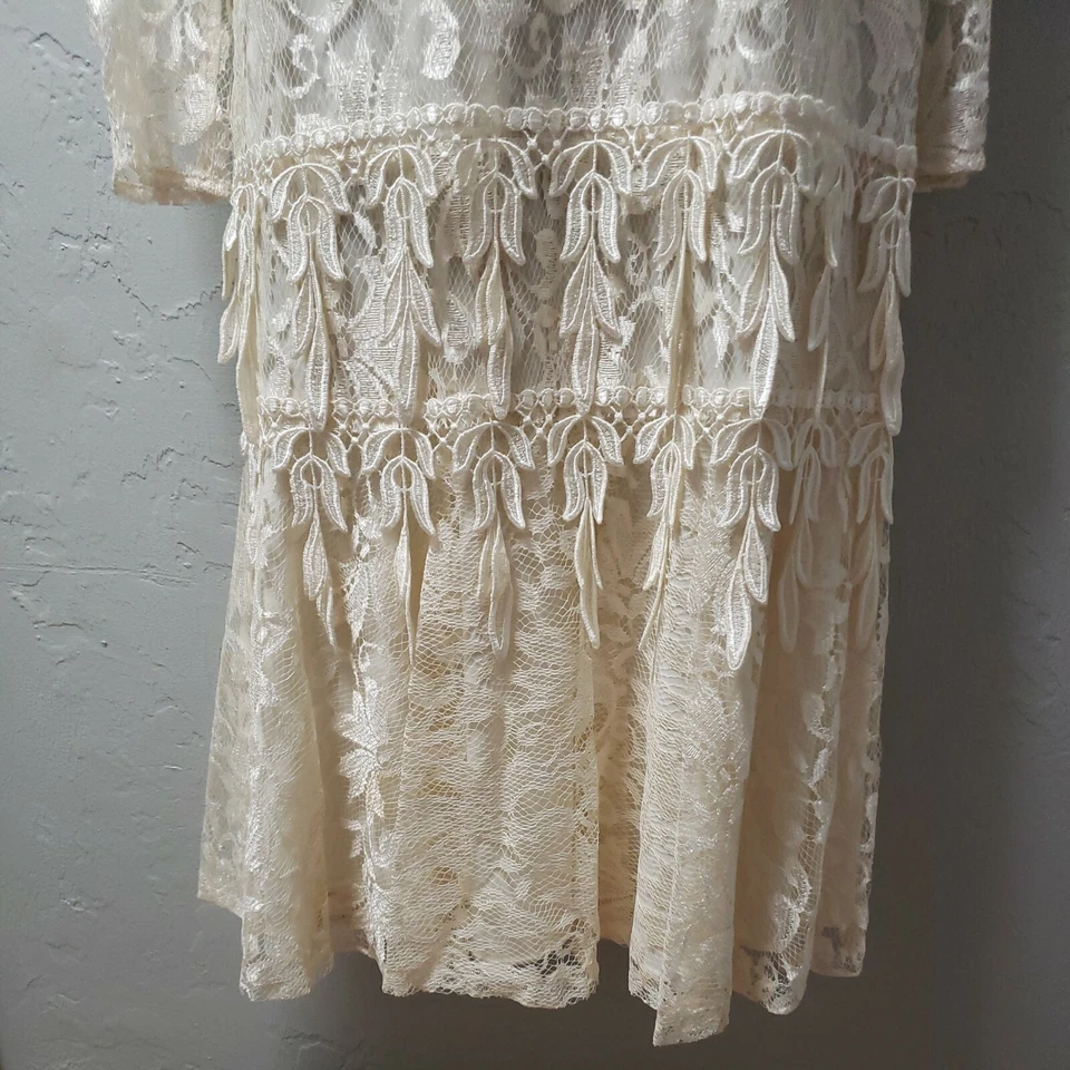 Vestido David Rose Talla 10 Crema Capas Encaje Aleta Boda Vintage Foto 3 de 4