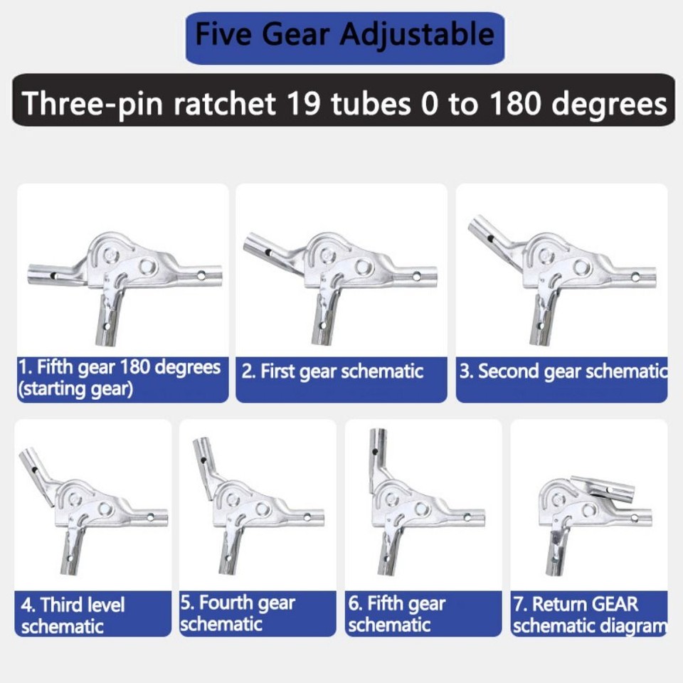 2Pcs Durable Furniture Ratchet Hinges Selflocking Joint Hinge Coffee