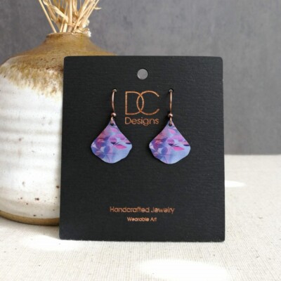 DC Designs Abstract Foliage Small Wide Teardrop Earrings in Purple 28NG  Unique