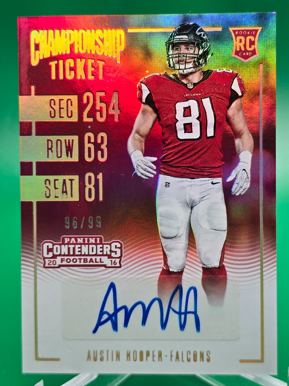 Austin Hooper Panini Contenders #218 Autograph Championship Ticket
