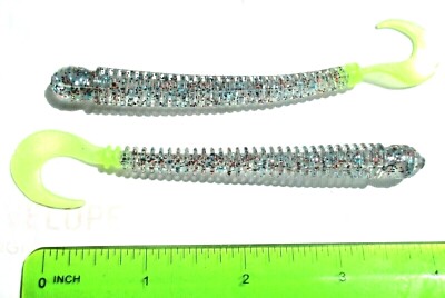 10ct FIRECRACKER CHARTREUSE 4'' RING WORMS Bass Fishing Lures Ringed Worm Baits