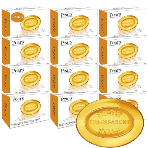 Pears Soap, Face & Body Soap, Amber – Pure & Gentle Transparent Bar Soap, Moistu