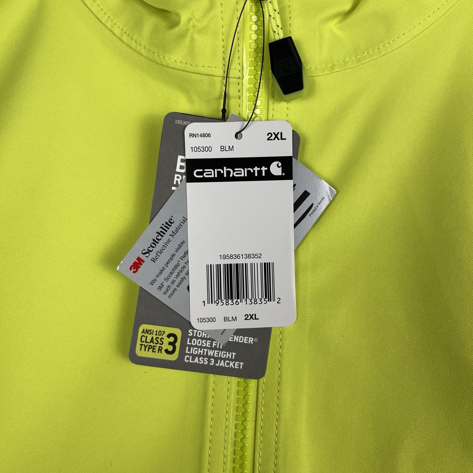 Carhartt 106693 High Visibility Storm Defender Loose Fit Class 3 Jacket Size 2XL image 3