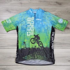 Louis Garneau Bycicle Shirt Men's Large Blue Short Sleeve Full Zip