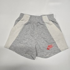 Nike Kids Shorts Gray White Red Logo 5-6Y 110-116cm Athletic Cotton Blend