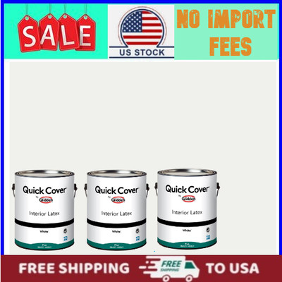 3PACK Glidden Quick Cover Interior Latex Paint Flat, White, 1 Gallon