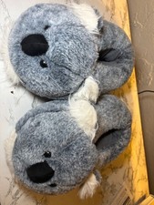 Gray Plush Koala Slippers Fuzzy Animal House Shoes Cute Cozy