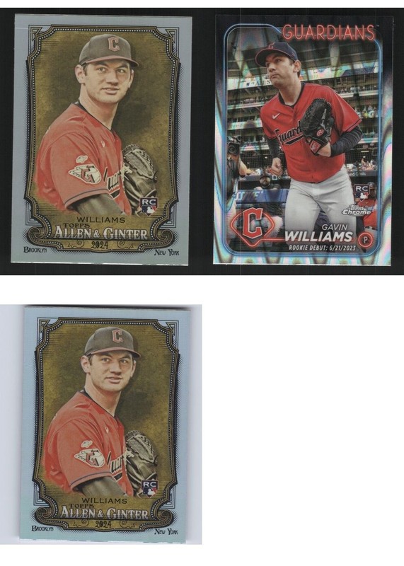 Gavin Williams Baseball Card 3 Card LOT