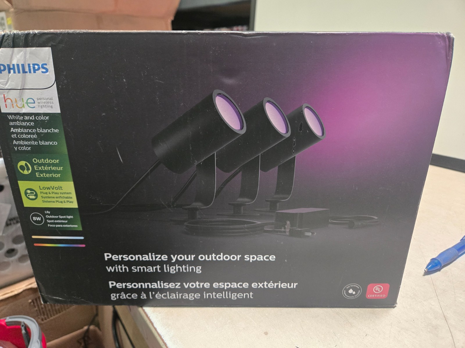 Philips Hue Lily White & Color Outdoor Spot Light - 3 Pack New open Box
