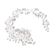 Bridal Hair Accessory with Pearl Floral Handmade Design for Wedding Ceremony Day