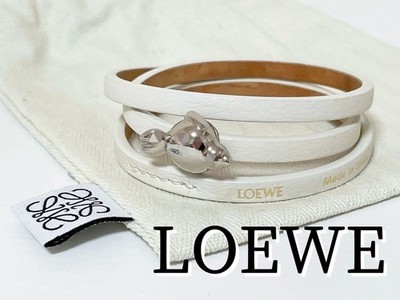 LOEWE Suna Fujita Seal Bracelet White Leather Jewelry Used