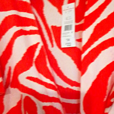 F&F Women?s Plus Size 14 Burnt Orang& White Abstract Wrap Dress Long V Neck Tie