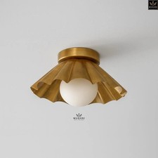 Handcrafted Brass Flush Mount Ceiling Light Mid Century Modern Globe Lamp Gift