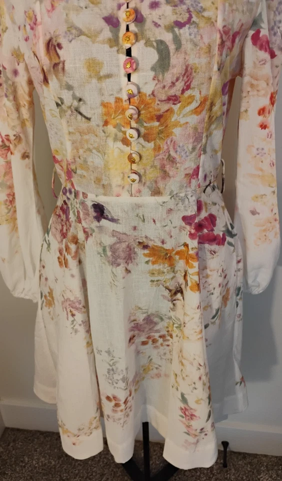 Miss Rosier Floral Print Mini Dress Fit & Flare LS Special Occasion Nwt S - Image 4 of 4