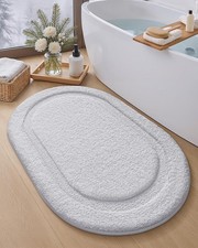 Oval White Bathroom Rugs 36x24 Inch Extra Soft Absorbent Microfiber Wash