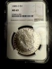 1885-O Morgan Silver Dollar MS63 NGC Certified